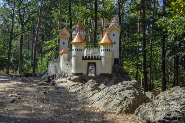Cat Castle Romantic Historic Castle Miniature Towers Children Playground Village — Stock Photo, Image