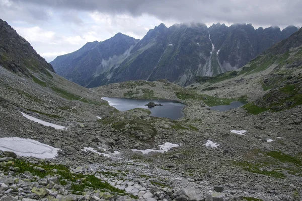 Wandelpad Naar Rysy Monteren Aeria Met Het Oog Berg Tarn — Stockfoto