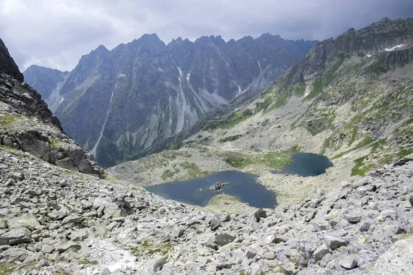 Wandelpad Naar Rysy Monteren Aeria Met Het Oog Berg Tarn — Stockfoto