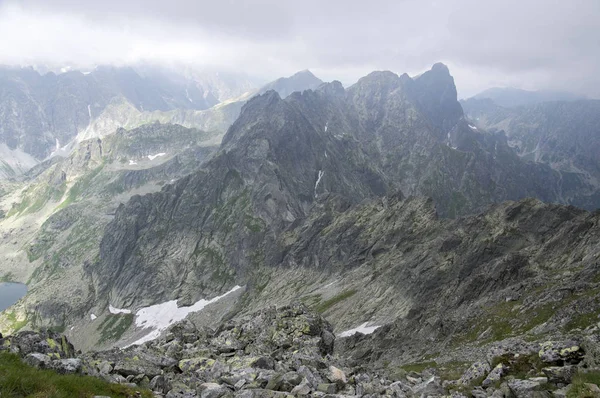Szlak Turystyczny Górze Rysy Aeria Zobacz Góry Tarn Duża Żaba — Zdjęcie stockowe