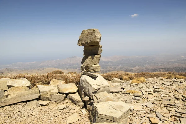Harmony Balance Poise Stones Forest Mountains Rock Zen Sculpture Cairn — Stock Photo, Image
