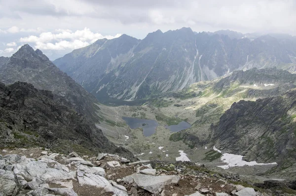 Szlak Turystyczny Górze Rysy Aeria Zobacz Góry Tarn Duża Żaba — Zdjęcie stockowe