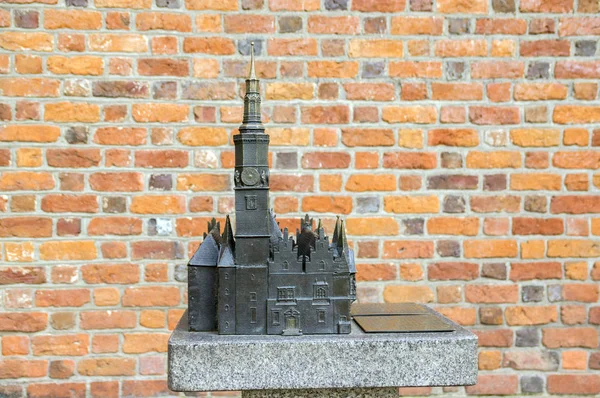 Wroclaw Poland Maret 2018 Patung Miniatur Balai Kota Dengan Menara — Stok Foto