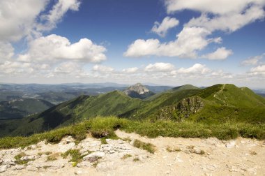 Dağlar ve mavi gökyüzü ile Highlands manzara, mala Fatra, düşük Fatra Dağları Slovakya