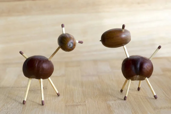 Chestnut Funny Animals Autumnal Handcraft — Stock Photo, Image