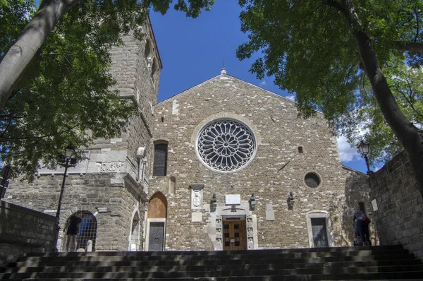 Trieste / ITALIA - 23 giugno 2018: Cattedrale di Trieste vicino al Castello di San Giusto durante la stagione turistica . — Foto Stock