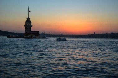 Tarihi kent istanbul silueti. Kız Kulesi, galata Kulesi istanbul'da.