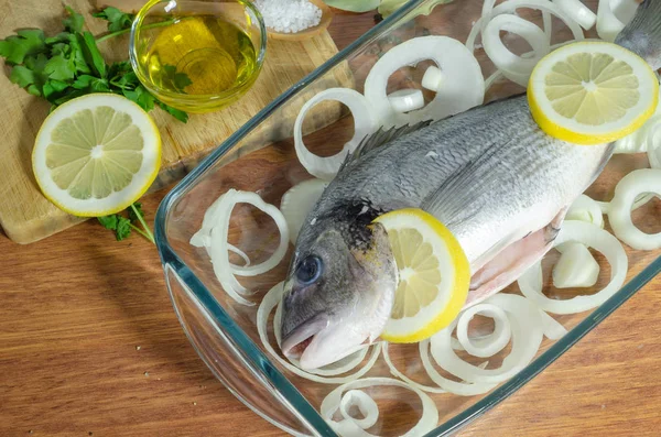 Pescado Lubina Crudo Lubina Lista Para Cocinar —  Fotos de Stock