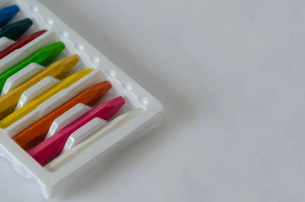 Los Crayones Aceite Están Aislados Sobre Fondo Blanco — Foto de Stock