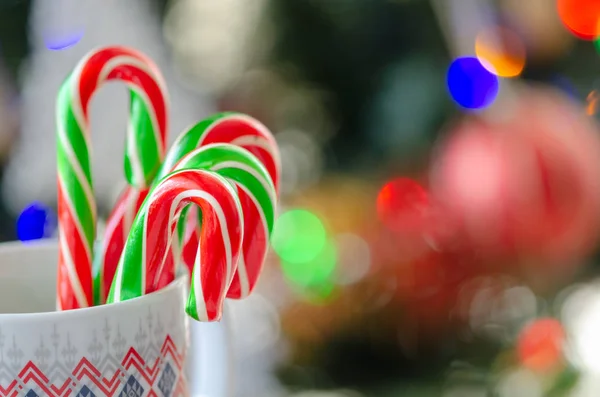 Dulces Caña Caramelo Una Taza Fondo Navidad Año Nuevo Copiar —  Fotos de Stock