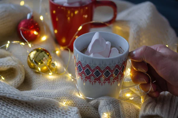 Woman Holding Cup Hot Chocolate Her Hand — Stock Photo, Image