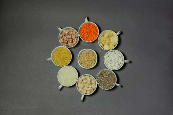 Sumber Protein Vegan Legumes Lentil Kacang Arab Kacang Polong Kacang — Stok Foto