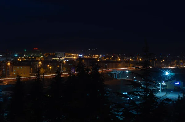 Eskisehir Turkey December 2018 City Lights Traffic Lights Night Eskisehir — Stock Photo, Image