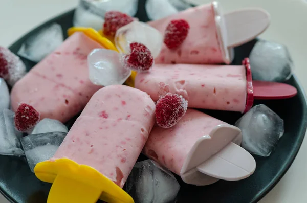 Helado de frambuesa casero —  Fotos de Stock