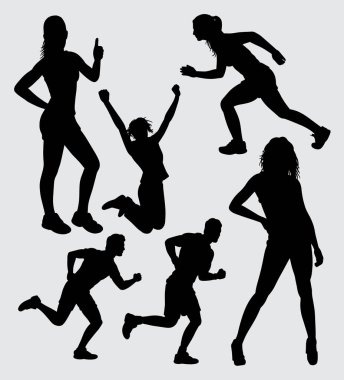 Erkek ve kadın spor siluet. Sembol, logo, web simgesi, maskot, etiket veya herhangi bir tasarım için iyi kullanmak istiyorum. 
