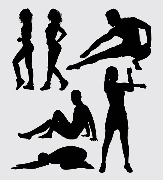 Gezondheid Sport Silhouet Goed Gebruik Voor Symbool Logo Web Pictogram — Stockvector