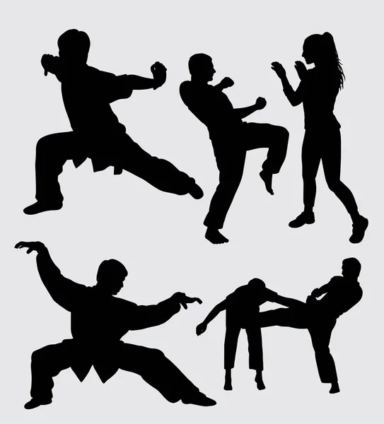 Art Martial Silhouette Sport Masculin Féminin Bon Usage Pour Symbole — Image vectorielle
