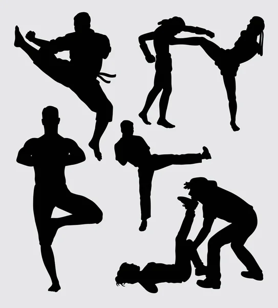 Harcművészet Extrém Sport Silhouette Használni Szimbólum Embléma Pókháló Ikon Kabala — Stock Vector
