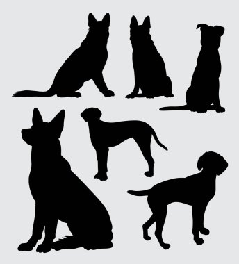 Alman çoban köpeği ve Dalmaçya köpek siluet. 