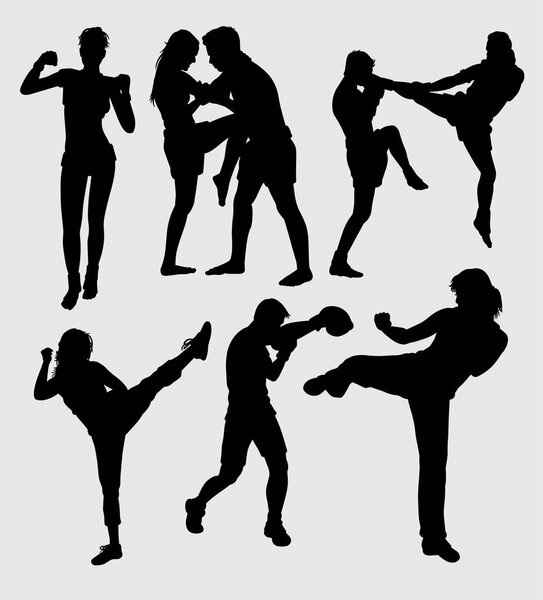 Fighting duel silhouette. Good use for symbol, logo, web icon, mascot, sticker, or any design you want. 