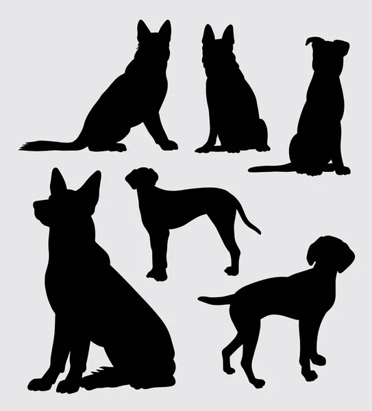 German Shepherd Dalmatian Dog Silhouette — Stock Vector