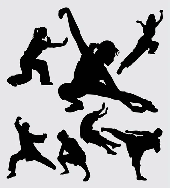 Silueta Arte Marcial Kungfu — Vector de stock