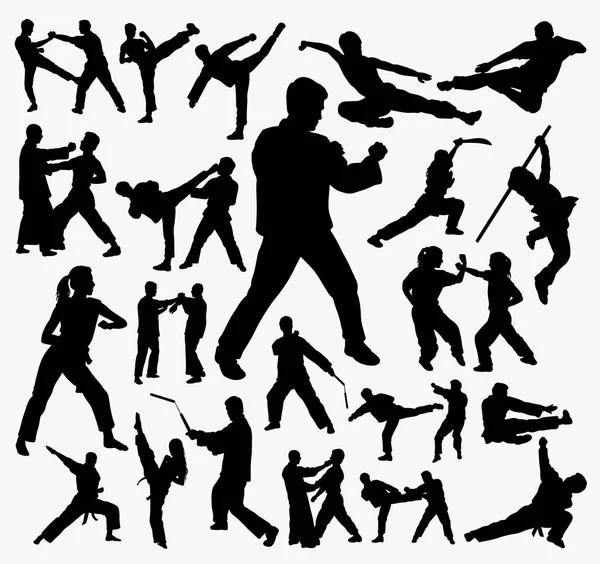 Kampfkunst Und Kungfu Silhouette Gute Verwendung Für Symbol Logo Websymbol — Stockvektor