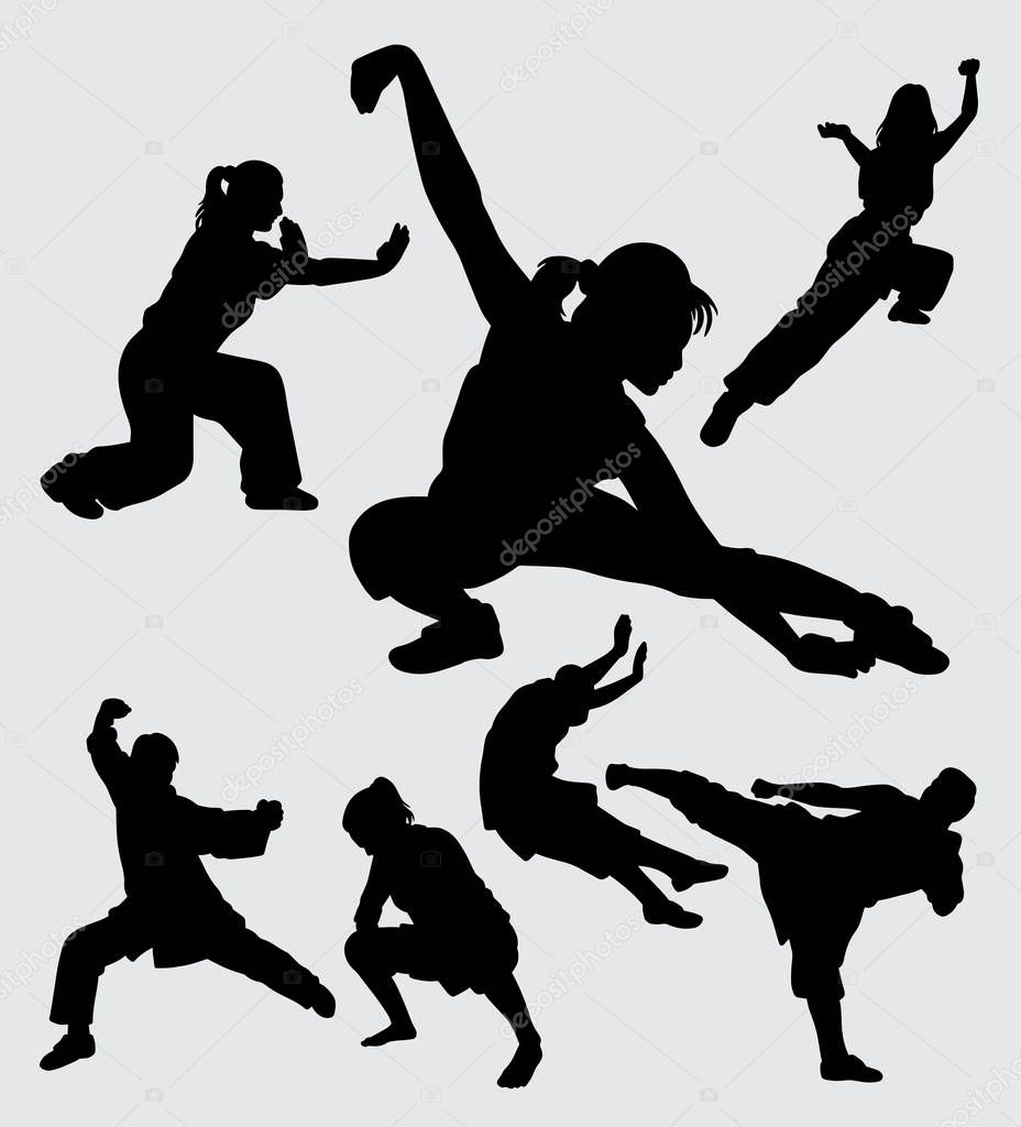 Kungfu martial art silhouette 