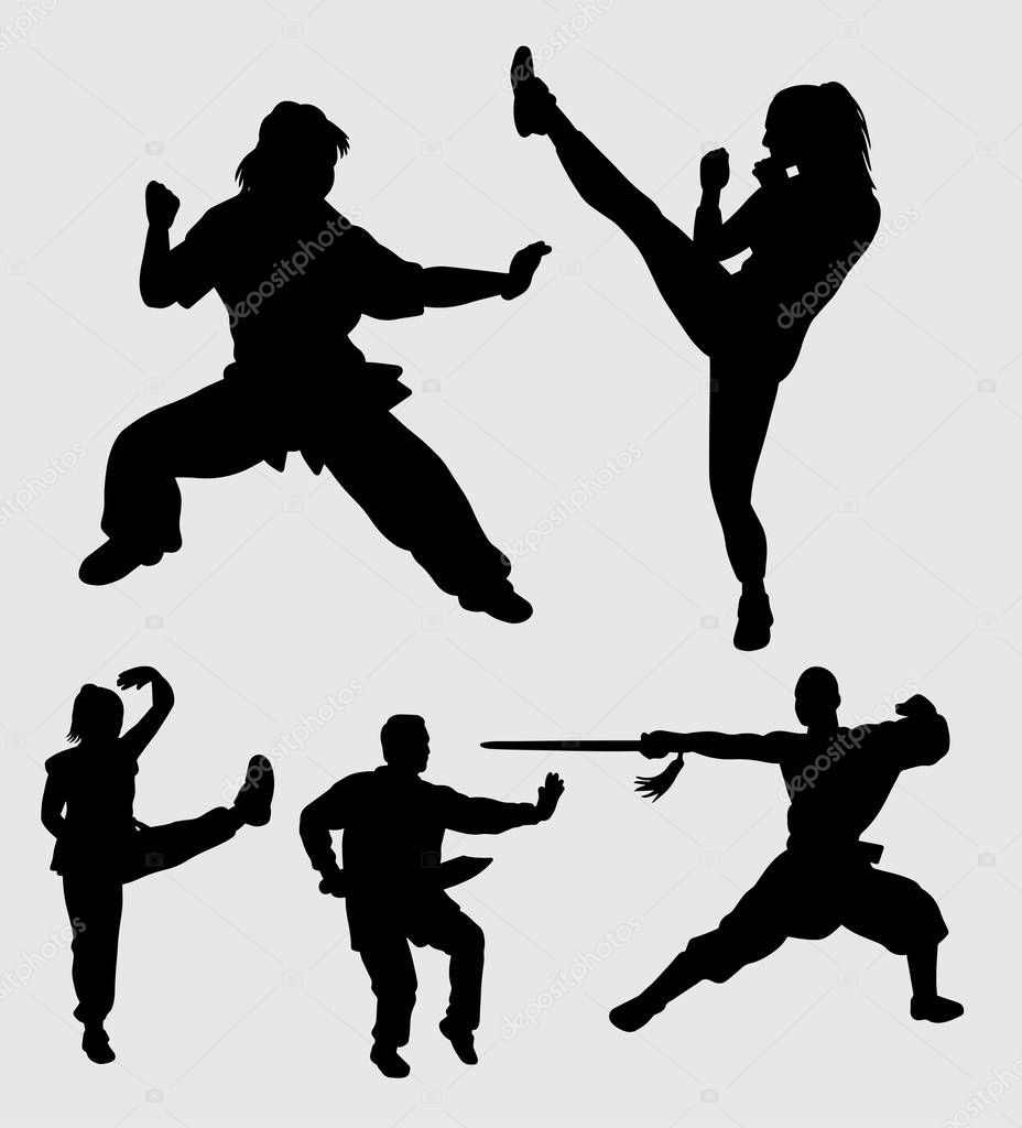 Martial art action silhouette. Good use for symbol, logo, web icon, mascot, or any design you want. 