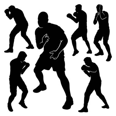 Erkek ve kadın boks eğitiminin silueti.