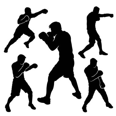 Erkek ve kadın boks eğitiminin silueti.