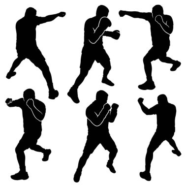 Erkek ve kadın boks eğitiminin silueti.