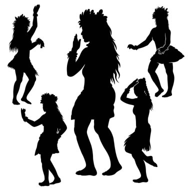 Hula kızı Tahiti 'li, Hawaii' li bayan dansçı silueti