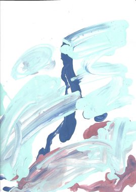 Mavi arka plan, beyaz, siyah. Sanat sıvı. Fırça darbeleri, rasgele desen, lekeleri ve doku