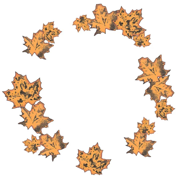 Corona de vacaciones de otoño. huellas de hojas de arce. venta — Foto de Stock