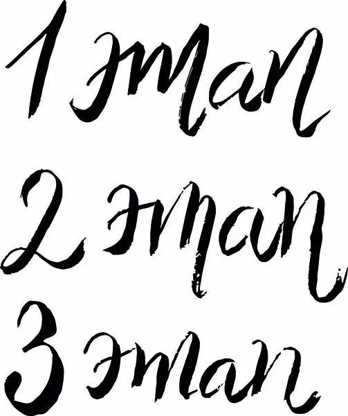 Wektor rosyjski napis Pędzel, cyrylica handlettering. numery 1, 2, 3 etap. — Wektor stockowy