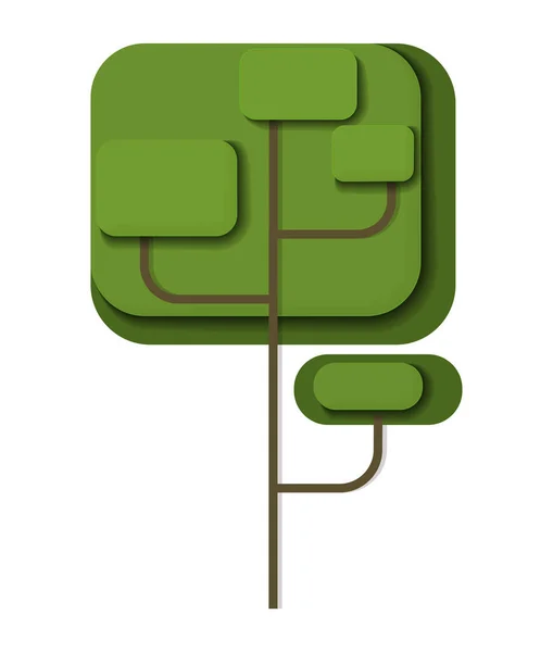 Vecteur dessin animé arbres verts en papier coupé — Image vectorielle