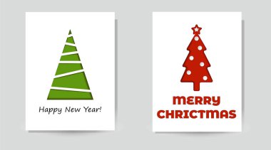 Vektör çizimi. Soyut Noel ağacı vektör tebrik kartı geçmişi. Mutlu Noeller ve mutlu yıllar kırmızı Noel çam ağacı