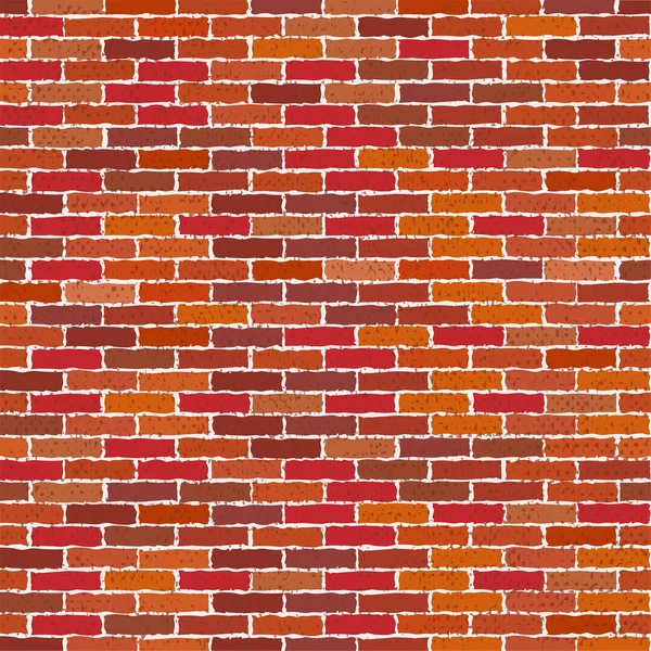 Textura de la pared de ladrillo rojo de dibujos animados o fondo con manchas para texto. ilustración vectorial — Vector de stock