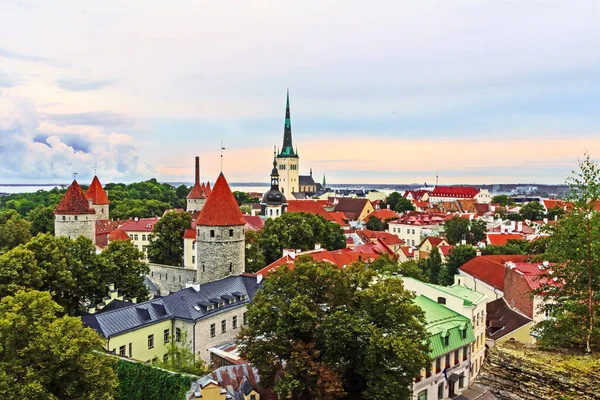 Tallinn Estonia Vista Del Amanecer Sobre Casco Antiguo Tallin Mar — Foto de Stock