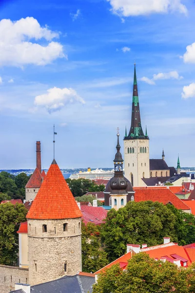 Tallinn Estonia Vista Sobre Casco Antiguo Tallin Mar Báltico Desde — Foto de Stock