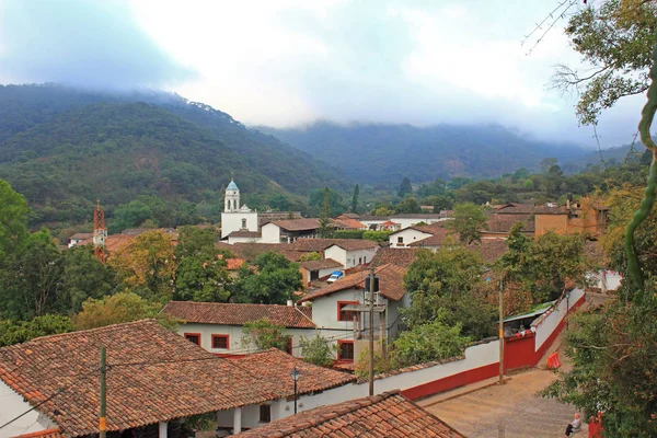 Paisaje Urbano San Sebastián Del Oeste Jalisco México Techos Ladrillo Imágenes de stock libres de derechos