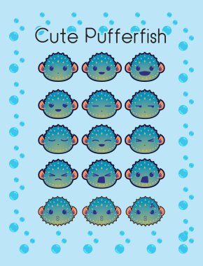 Pufferfish Emoticon Vector Resource clipart