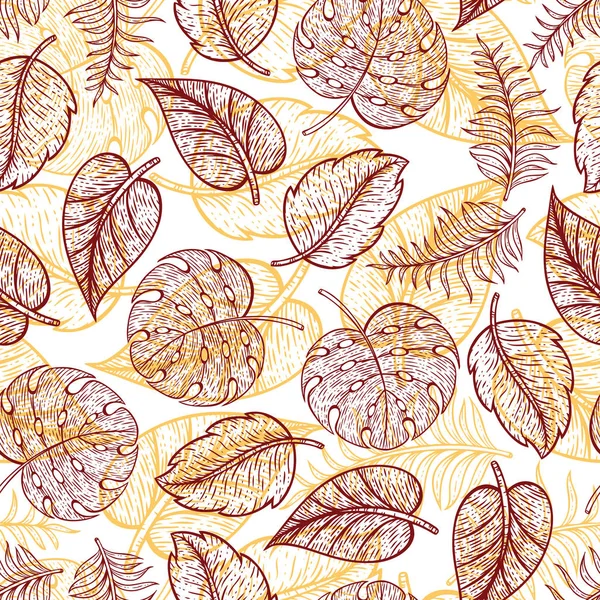 Beautiful Leaf Line Art Seamless Pattern