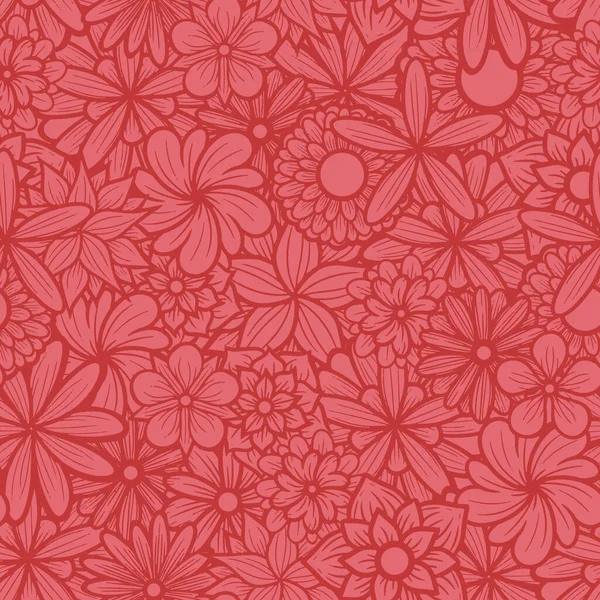 Hand Drawn Flowers Line Art Illustration Seamless Surface Pattern Design — Stock Photo, Image