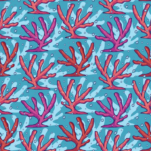 Beau Motif Sans Couture Corail Coloré Design Numérique Élégant Avec — Image vectorielle