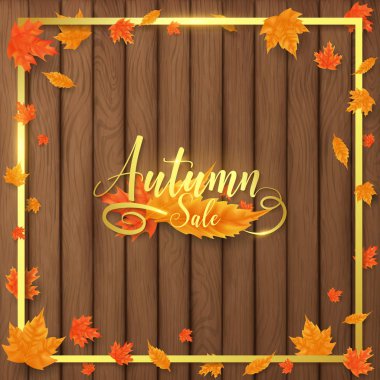 Lüks sonbahar arka plan altın metinde süslemeleri ve kenarlık kenarlık, tüm altın gölge yanında yaprakları ile birlikte parlama daha gerçekçi bir görünüm içerir