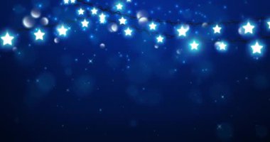 Noel arkaplanı, yıldız şeklinde koyu mavi arkaplan üzerine düşen sihirli parçacıklardan oluşur.