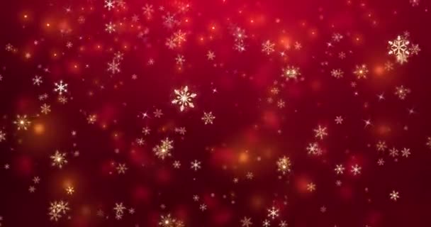 Fundo Natal Com Partículas Flocos Neve Dourados Partículas Mágicas — Vídeo de Stock