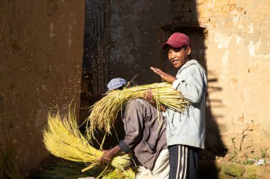 Madagaskar adasında yerel bir çocuk.